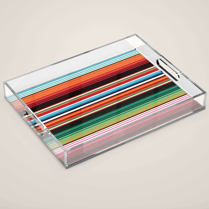 Sarape mexican blanket vibrant southwest modern serape pattern Acrylic Tray Gallery Image 1