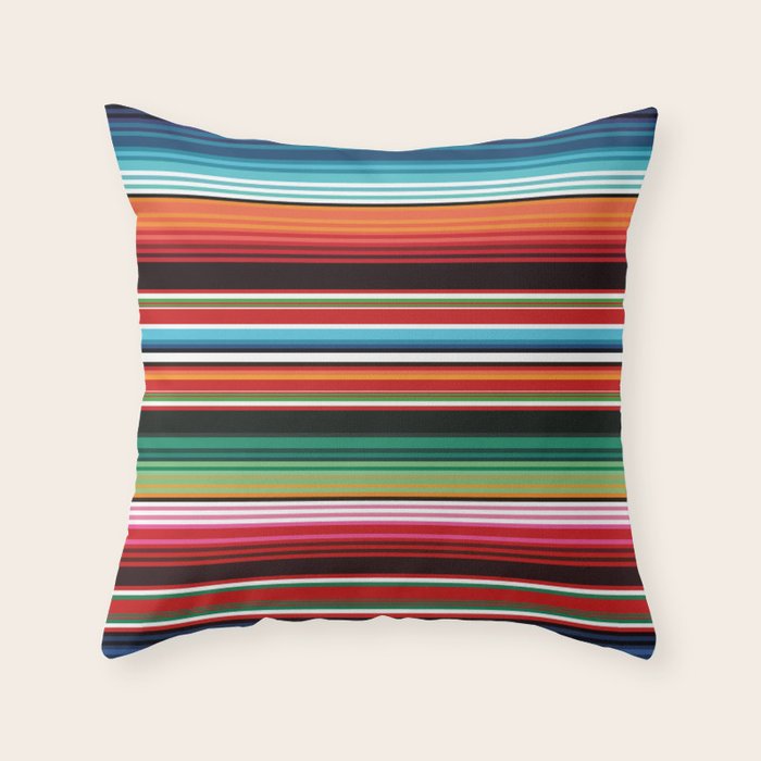 Sarape mexican blanket vibrant southwest modern serape pattern Throw Pillow Gallery Image 6