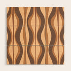 Hourglass Abstract Midcentury Modern Retro Mod Pattern in Coffee Brown Wood Wall Art Gallery Image 1
