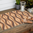Hourglass Abstract Midcentury Modern Retro Mod Pattern in Coffee Brown Outdoor Rug Gallery Image 2