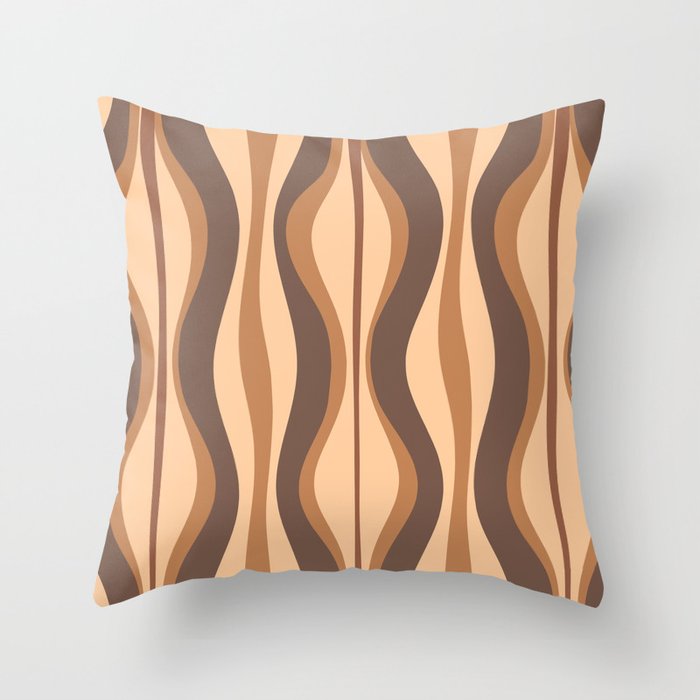 Hourglass Abstract Midcentury Modern Retro Mod Pattern in Coffee Brown Throw Pillow Gallery Image 6
