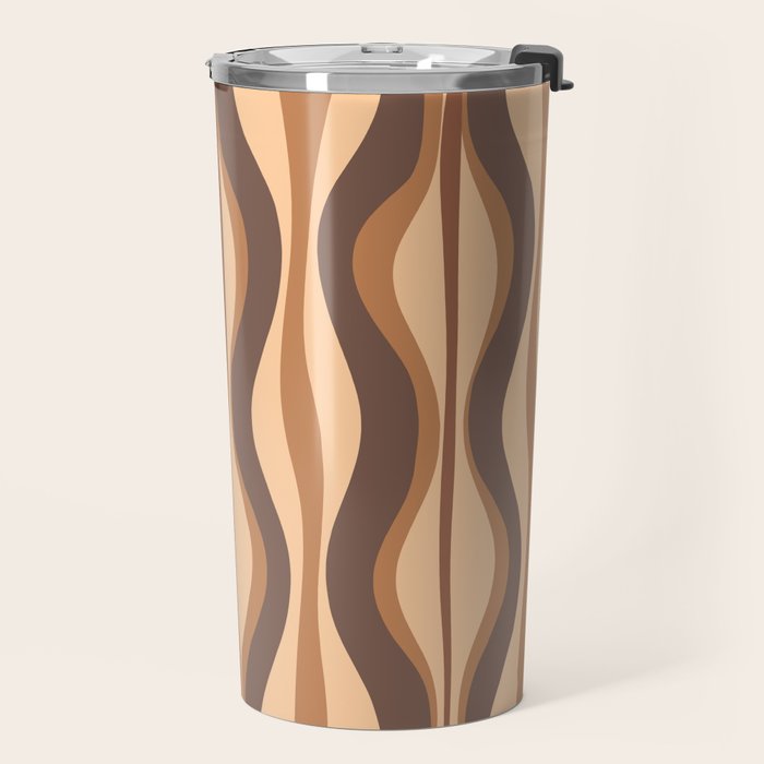 Hourglass Abstract Midcentury Modern Retro Mod Pattern in Coffee Brown Travel Mug Gallery Image 2