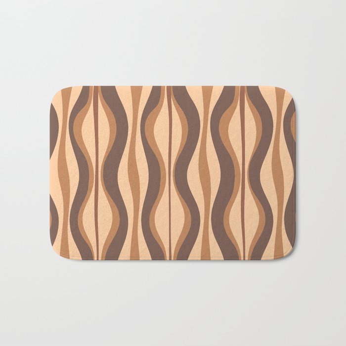 Hourglass Abstract Midcentury Modern Retro Mod Pattern in Coffee Brown Bath Mat Gallery Image 1