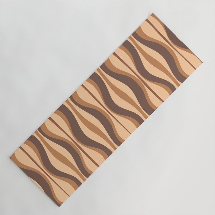 Hourglass Abstract Midcentury Modern Retro Mod Pattern in Coffee Brown Yoga Mat Gallery Image 1
