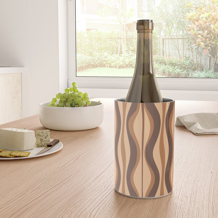Hourglass Abstract Midcentury Modern Retro Mod Pattern in Coffee Brown Wine Chiller Gallery Image 4