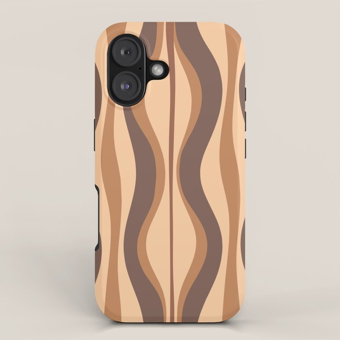 Hourglass Abstract Midcentury Modern Retro Mod Pattern in Coffee Brown iPhone Case Gallery Image 1