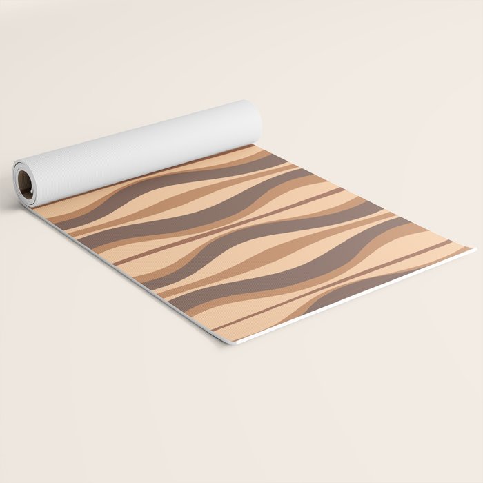 Hourglass Abstract Midcentury Modern Retro Mod Pattern in Coffee Brown Yoga Mat Gallery Image 2