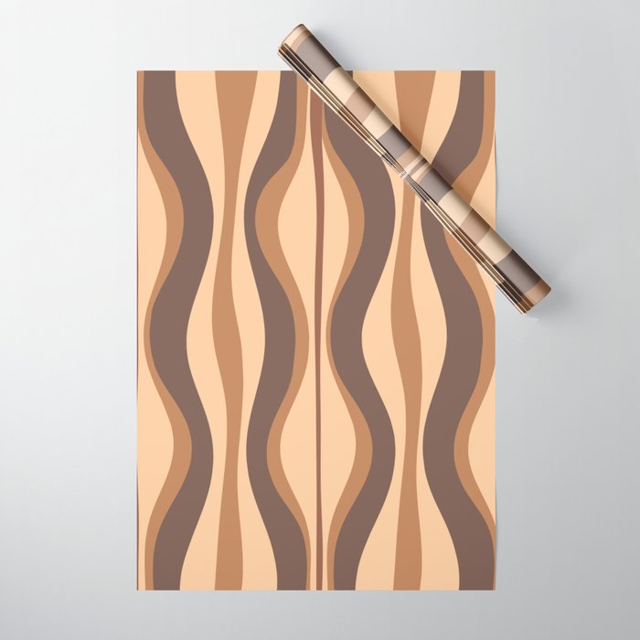 Hourglass Abstract Midcentury Modern Retro Mod Pattern in Coffee Brown Wrapping Paper Gallery Image 1