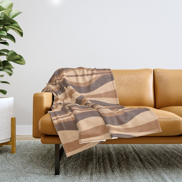 Hourglass Abstract Midcentury Modern Retro Mod Pattern in Coffee Brown Throw Blanket Gallery Image 1
