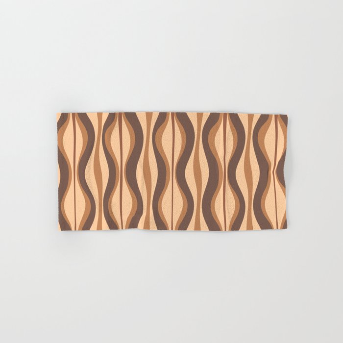 Hourglass Abstract Midcentury Modern Retro Mod Pattern in Coffee Brown Bath Towel Gallery Image 1