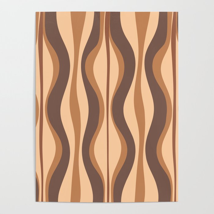Hourglass Abstract Midcentury Modern Retro Mod Pattern in Coffee Brown Poster Gallery Image 1