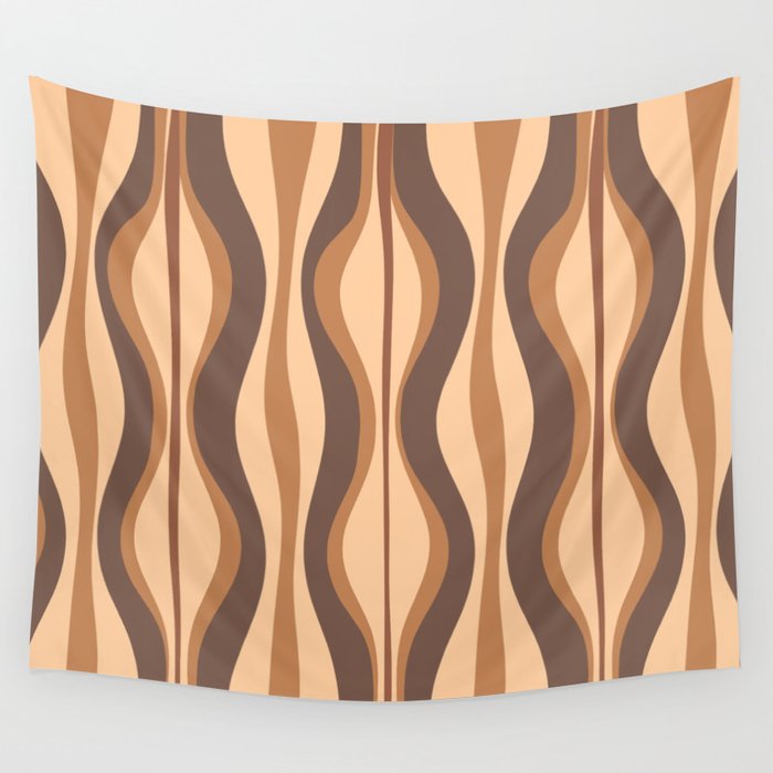 Hourglass Abstract Midcentury Modern Retro Mod Pattern in Coffee Brown Wall Tapestry Gallery Image 4