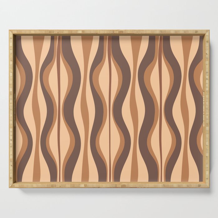 Hourglass Abstract Midcentury Modern Retro Mod Pattern in Coffee Brown Serving Tray Gallery Image 1
