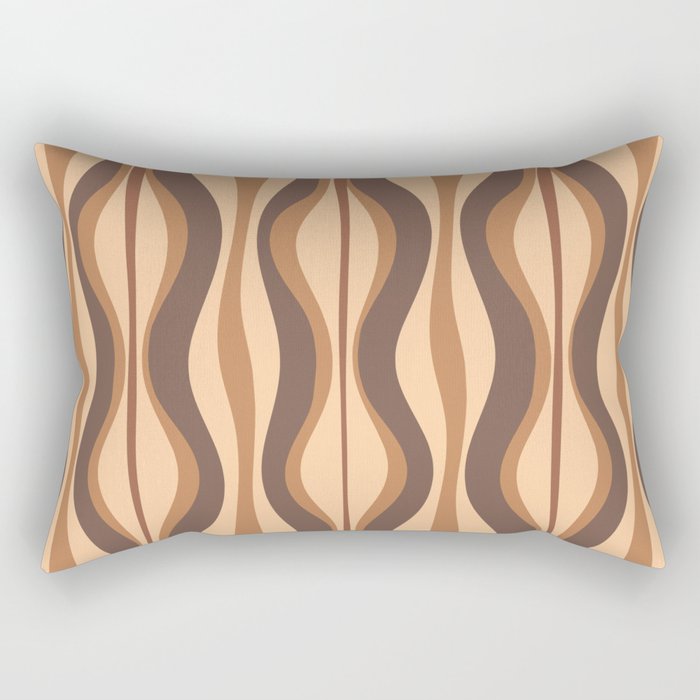 Hourglass Abstract Midcentury Modern Retro Mod Pattern in Coffee Brown Rectangular Pillow Gallery Image 1