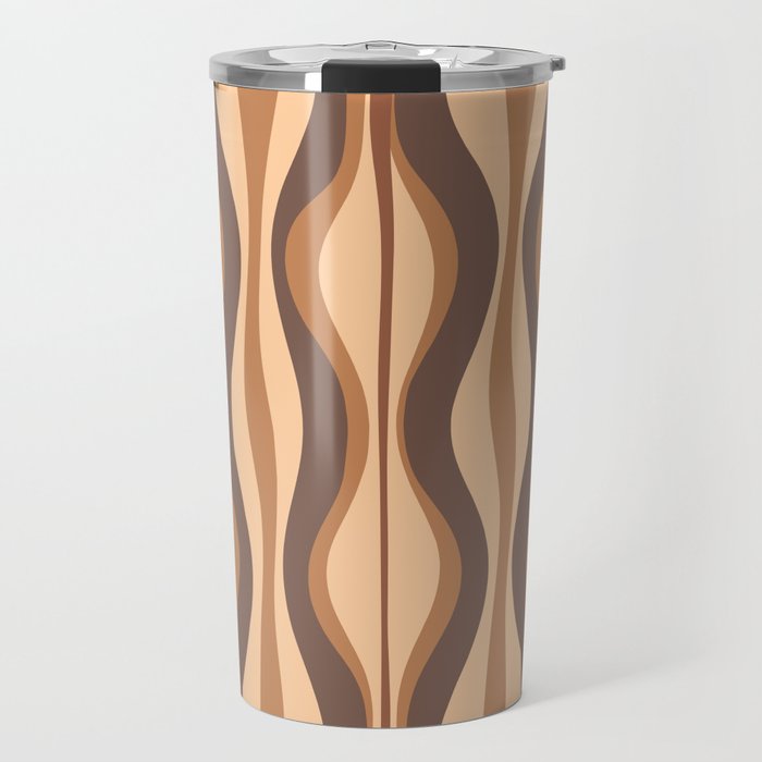 Hourglass Abstract Midcentury Modern Retro Mod Pattern in Coffee Brown Travel Mug Gallery Image 1