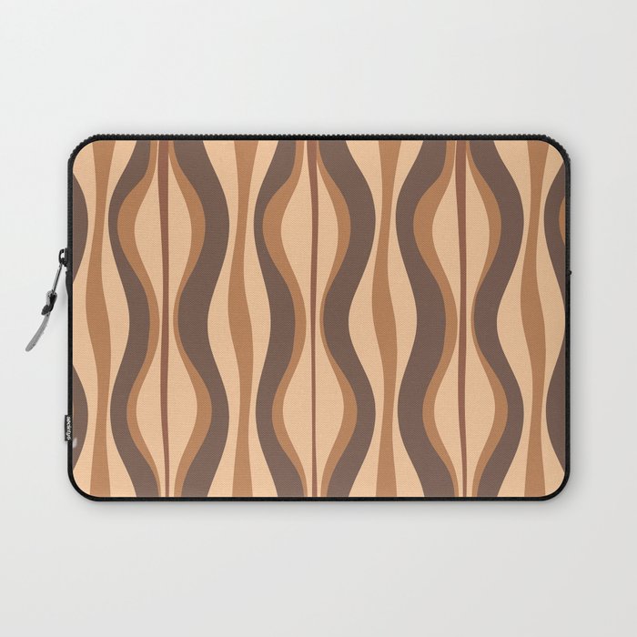 Hourglass Abstract Midcentury Modern Retro Mod Pattern in Coffee Brown Laptop Sleeve Gallery Image 1