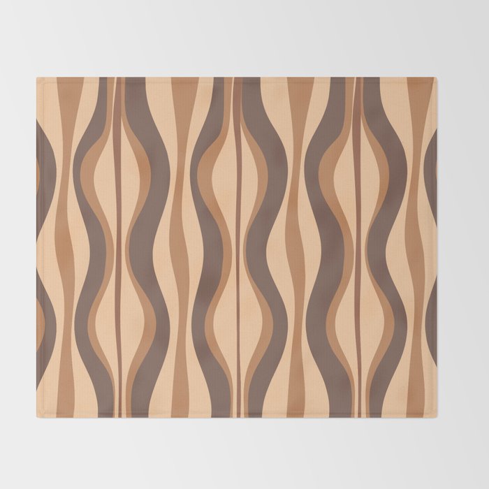 Hourglass Abstract Midcentury Modern Retro Mod Pattern in Coffee Brown Throw Blanket Gallery Image 2