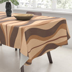 Hourglass Abstract Midcentury Modern Retro Mod Pattern in Coffee Brown Tablecloth Gallery Image 3