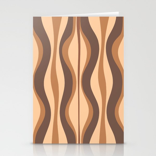 Hourglass Abstract Midcentury Modern Retro Mod Pattern in Coffee Brown Stationery Card Gallery Image 2
