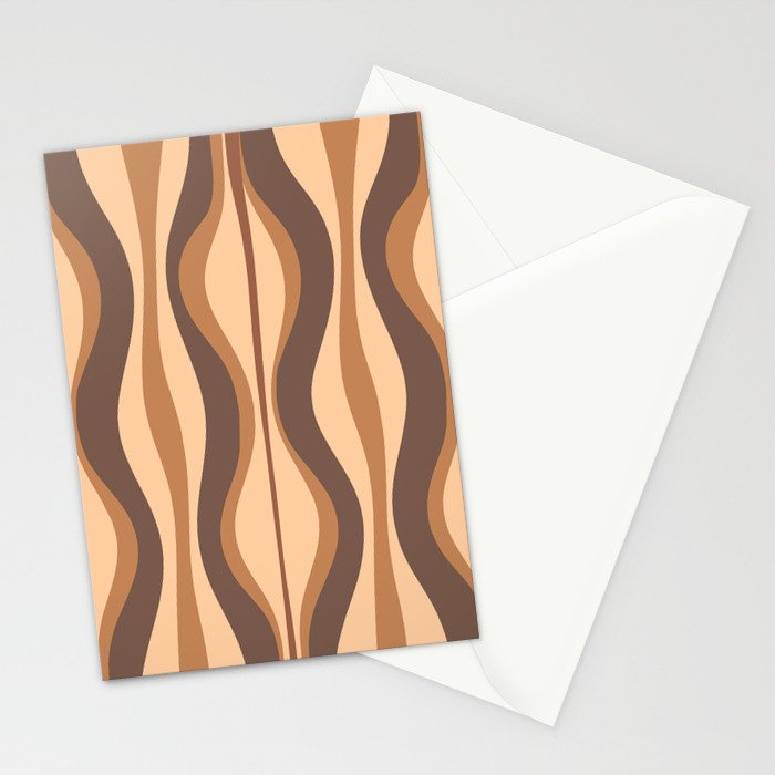Hourglass Abstract Midcentury Modern Retro Mod Pattern in Coffee Brown Stationery Card Gallery Image 2