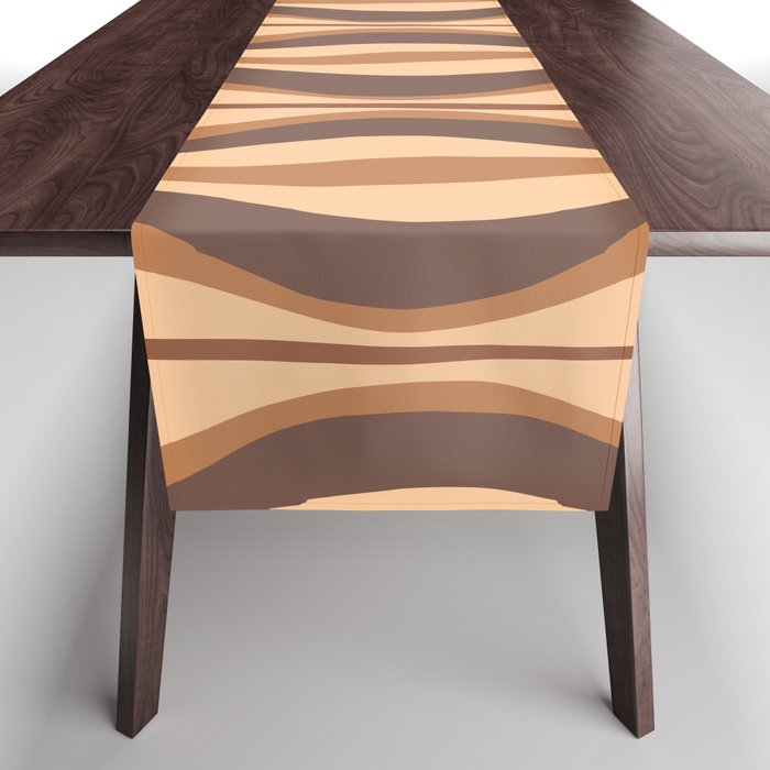 Hourglass Abstract Midcentury Modern Retro Mod Pattern in Coffee Brown Table Runner Gallery Image 1