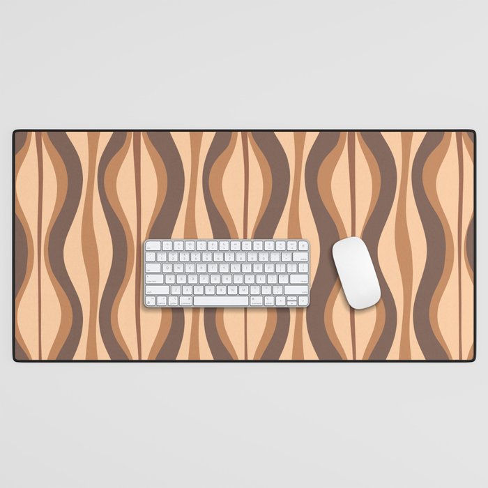 Hourglass Abstract Midcentury Modern Retro Mod Pattern in Coffee Brown Desk Mat Gallery Image 1