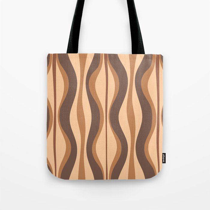 Hourglass Abstract Midcentury Modern Retro Mod Pattern in Coffee Brown Tote Bag Gallery Image 1