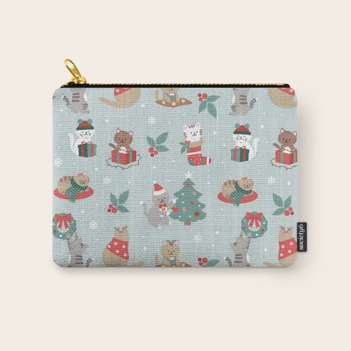 Christmas Festive Cute Holiday Kittens Carry All Pouch Gallery Image 1