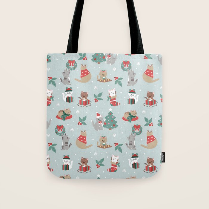 Christmas Festive Cute Holiday Kittens Tote Bag Gallery Image 1