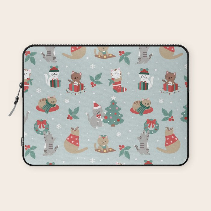 Christmas Festive Cute Holiday Kittens Laptop Sleeve Gallery Image 1
