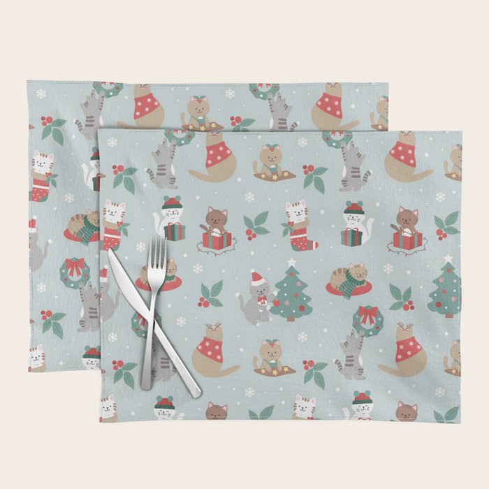 Christmas Festive Cute Holiday Kittens Placemat Gallery Image 1