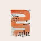 Mid Century Modern abstract Minimalist Fun Colorful Shapes Patterns Orange Watercolor Wiggle Stroke Wall Hanging Gallery Image 1
