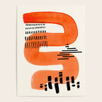 Mid Century Modern abstract Minimalist Fun Colorful Shapes Patterns Orange Watercolor Wiggle Stroke Poster Gallery Image 4