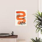 Mid Century Modern abstract Minimalist Fun Colorful Shapes Patterns Orange Watercolor Wiggle Stroke Poster Gallery Image 2
