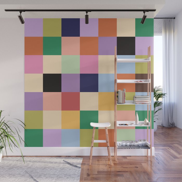 Retro Colorful Check Wall Mural Gallery Image 1