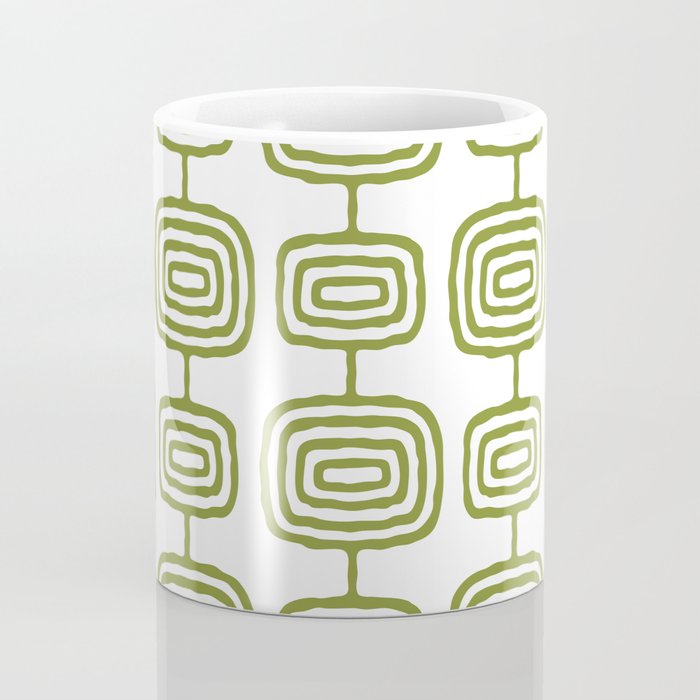 Mid Century Modern Atomic Rings Pattern Olive Green 3 Coffee Mug Gallery Image 4
