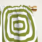 Mid Century Modern Atomic Rings Pattern Olive Green 3 Window Curtain Gallery Image 2