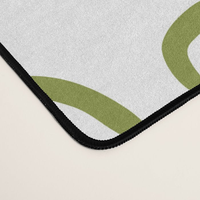 Mid Century Modern Atomic Rings Pattern Olive Green 3 Desk Mat Gallery Image 4