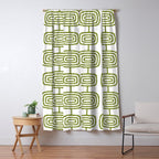 Mid Century Modern Atomic Rings Pattern Olive Green 3 Window Curtain Gallery Image 5