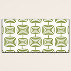 Mid Century Modern Atomic Rings Pattern Olive Green 3 Desk Mat Gallery Image 3