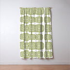 Mid Century Modern Atomic Rings Pattern Olive Green 3 Window Curtain Gallery Image 3