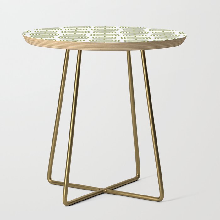 Mid Century Modern Atomic Rings Pattern Olive Green 3 Side Table Gallery Image 1