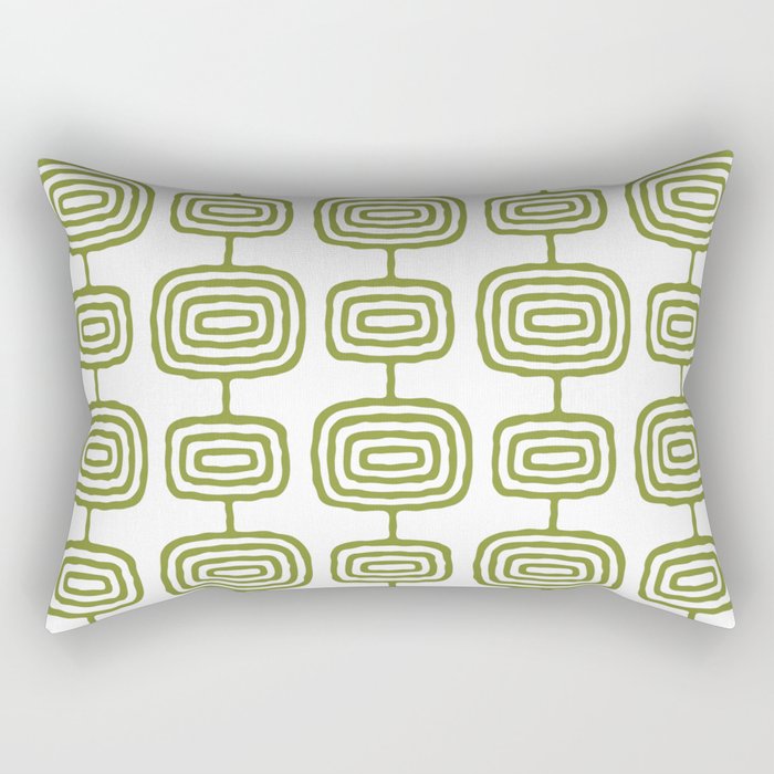 Mid Century Modern Atomic Rings Pattern Olive Green 3 Rectangular Pillow Gallery Image 2