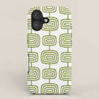 Mid Century Modern Atomic Rings Pattern Olive Green 3 iPhone Case Gallery Image 1