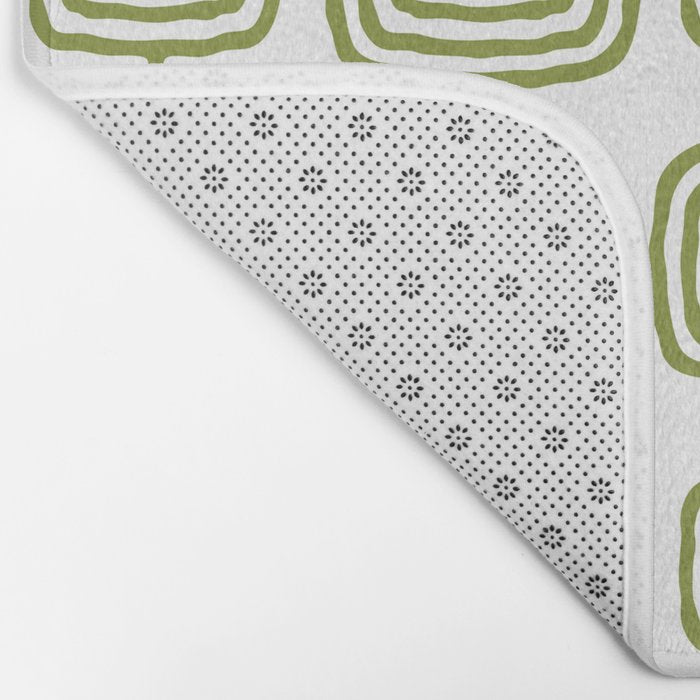 Mid Century Modern Atomic Rings Pattern Olive Green 3 Bath Mat Gallery Image 2