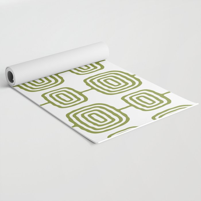 Mid Century Modern Atomic Rings Pattern Olive Green 3 Yoga Mat Gallery Image 2
