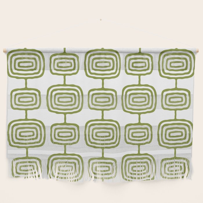 Mid Century Modern Atomic Rings Pattern Olive Green 3 Wall Hanging Gallery Image 1