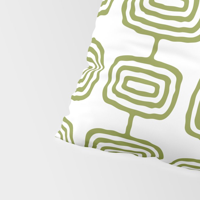 Mid Century Modern Atomic Rings Pattern Olive Green 3 Pillow Sham Gallery Image 4