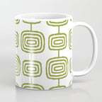Mid Century Modern Atomic Rings Pattern Olive Green 3 Coffee Mug Gallery Image 1