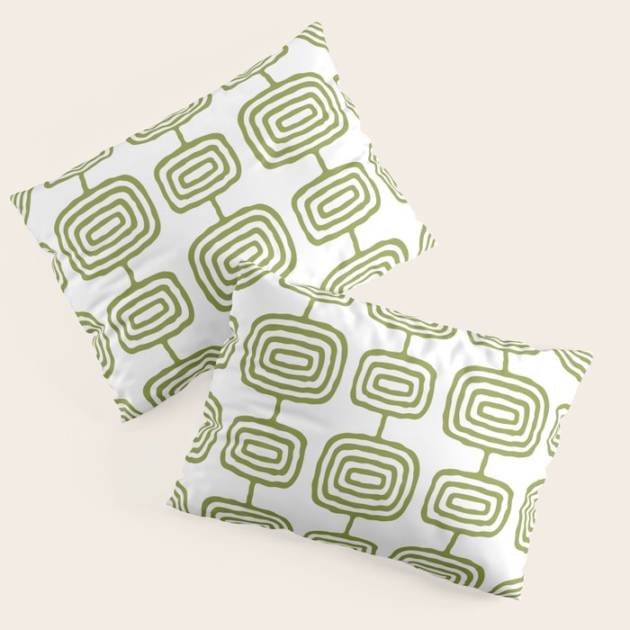 Mid Century Modern Atomic Rings Pattern Olive Green 3 Pillow Sham Gallery Image 1